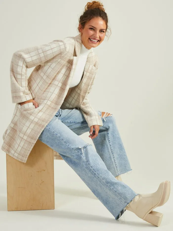 Women Altar039d State Jackets Julia Plaid Coat Beige