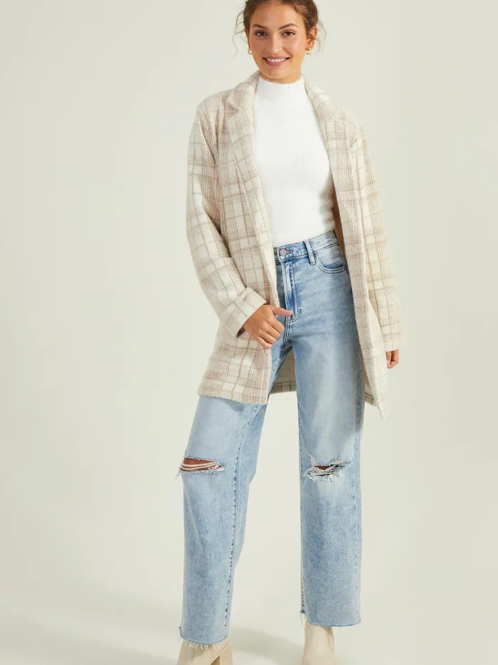 Women Altar039d State Jackets Julia Plaid Coat Beige