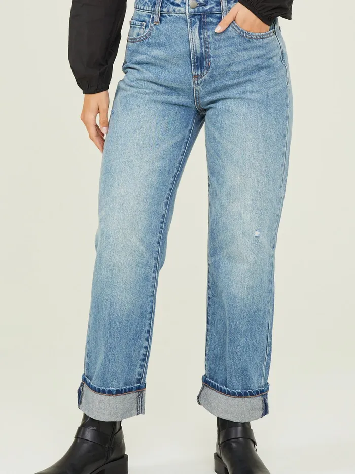 Women Altar039d State Jeans Halston Straight Cuffed Jeans Mediumwash