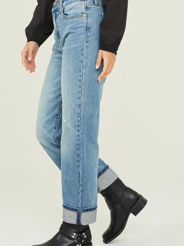 Women Altar039d State Jeans Halston Straight Cuffed Jeans Mediumwash