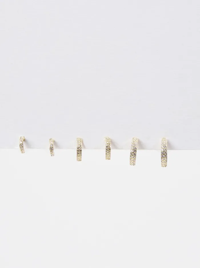 Women Altar039d State Jewelry Crystal Covered Huggie Earring Set Gold