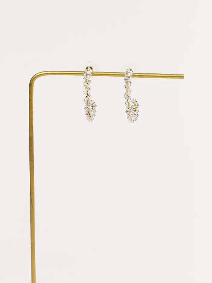 Women Altar039d State Jewelry Diamond Rock Hoop Earrings Gold