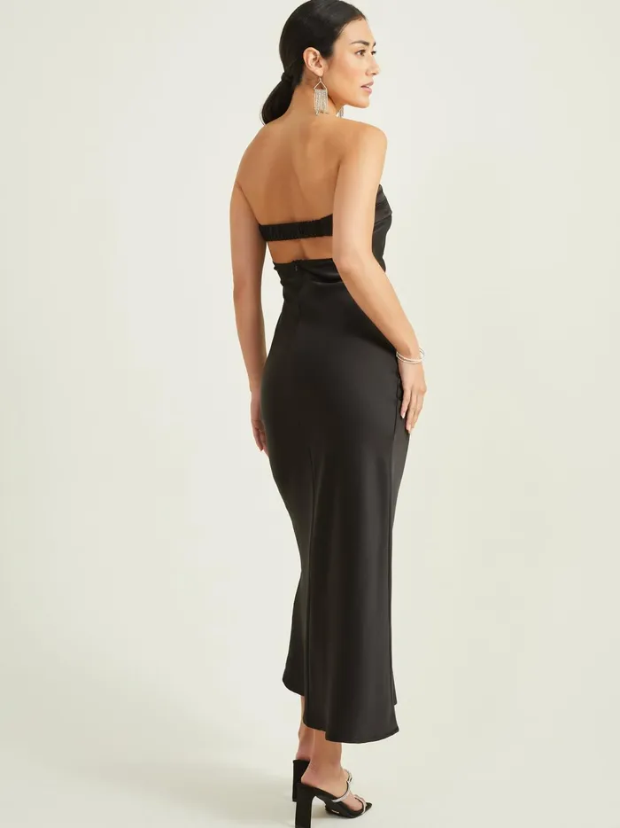 Women Altar039d State Maxi Midi Angelique Satin Maxi Dress Black