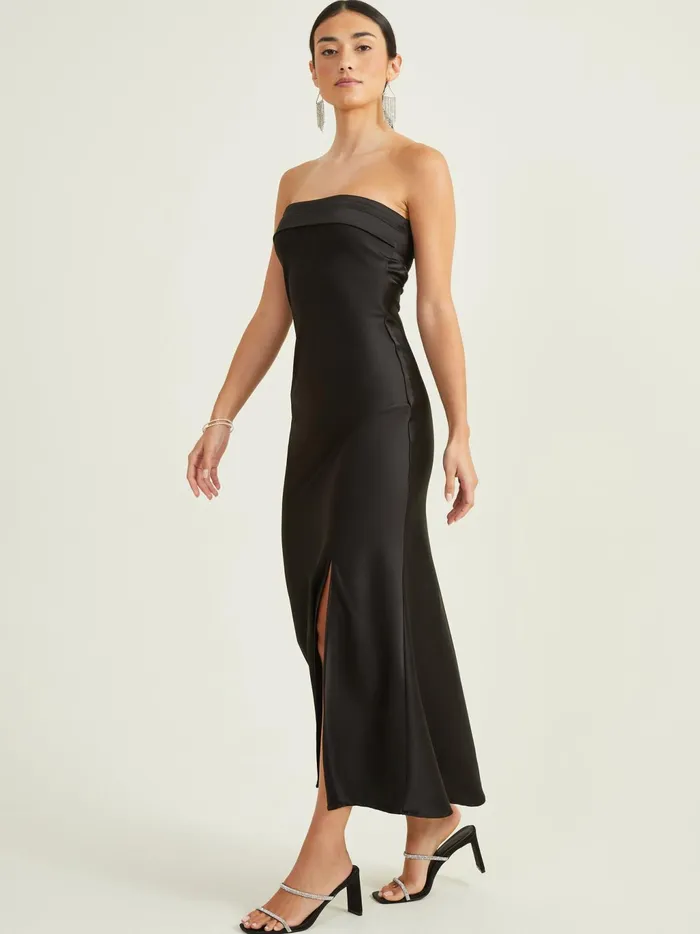 Women Altar039d State Maxi Midi Angelique Satin Maxi Dress Black