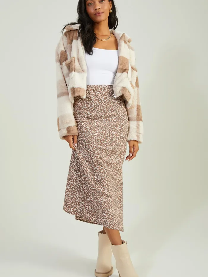 Women Altar039d State Skirts Skorts Amora Floral Midi Skirt Brownivory
