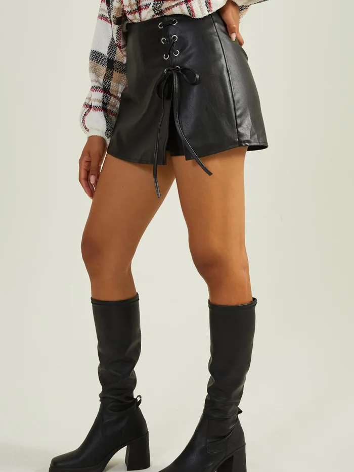 Women Altar039d State Skirts Skorts Scarlett Vegan Leather Skort Black