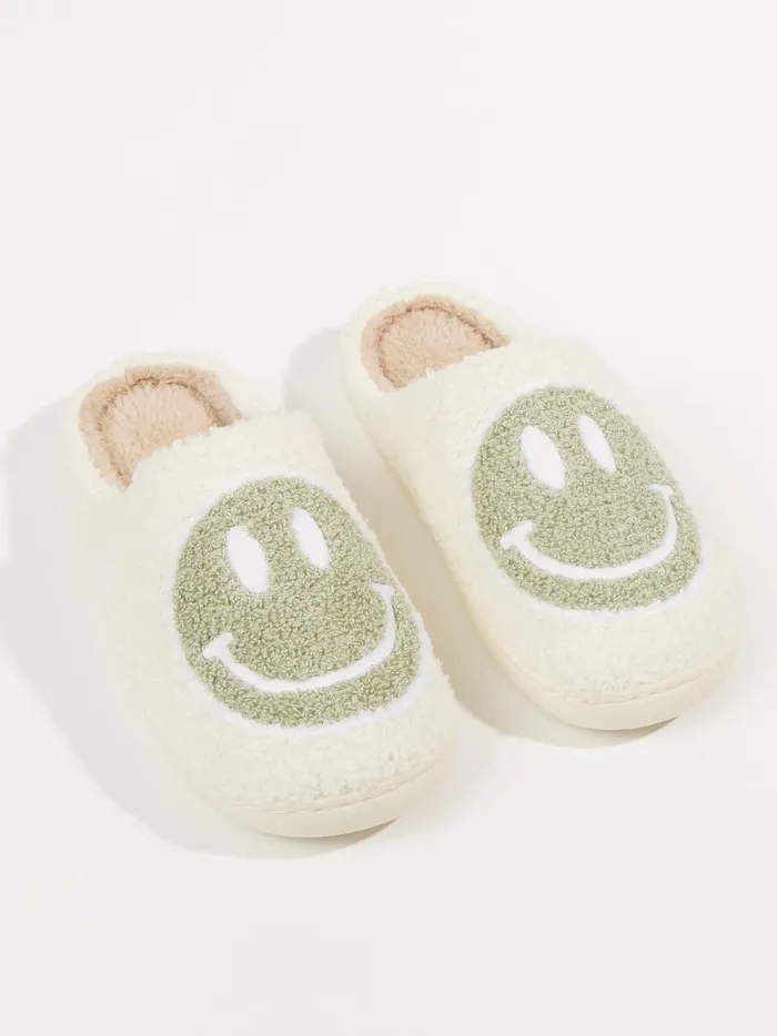 Women Altar039d State Slippers Smiley Face Cozy Slippers Sage