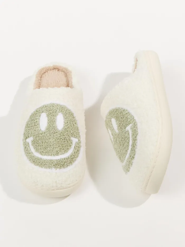 Women Altar039d State Slippers Smiley Face Cozy Slippers Sage