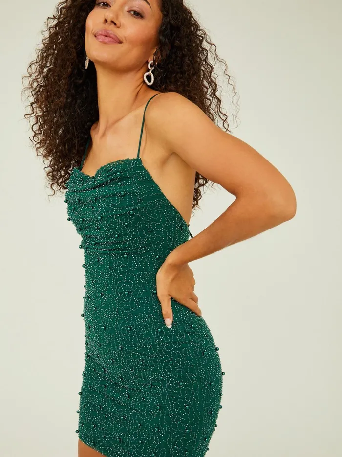 Women Altar039d State Special Occasion Zowie Beaded Mini Dress Hunter