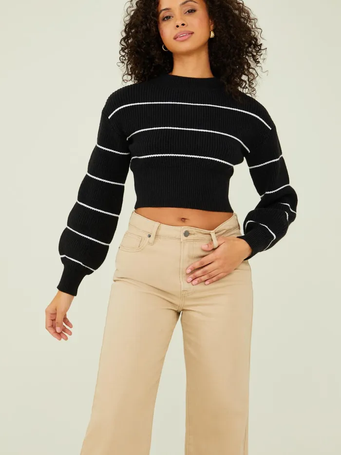 Women Altar039d State Sweaters Ashlyn Cropped Sweater Blackwhite