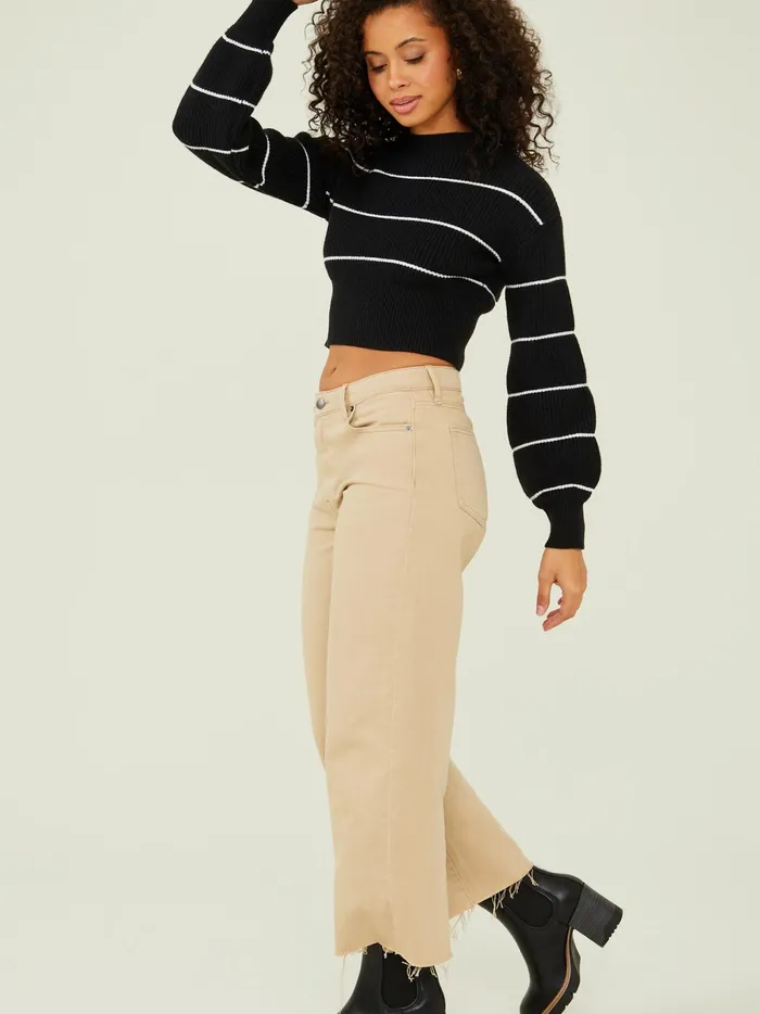 Women Altar039d State Sweaters Ashlyn Cropped Sweater Blackwhite