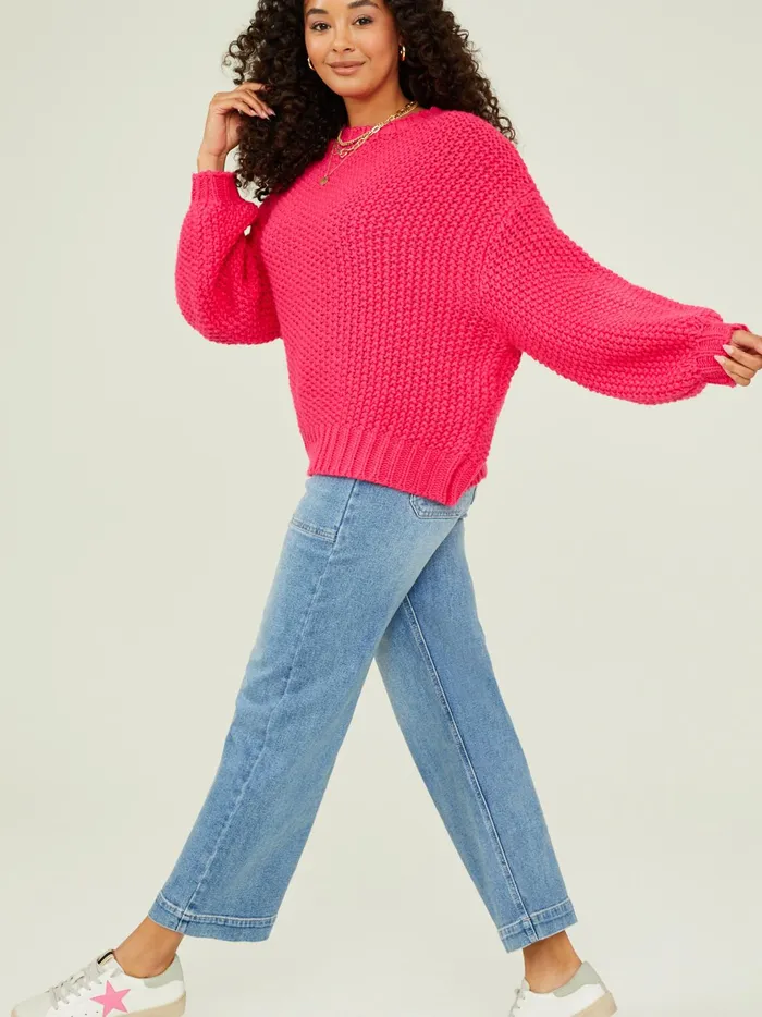 Women Altar039d State Sweaters Imogen Chunky Tunic Sweater Hotpink