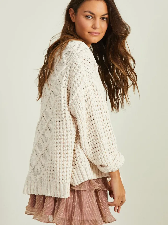 Women Altar039d State Sweaters Jovie Chenille V Neck Sweater Pearl
