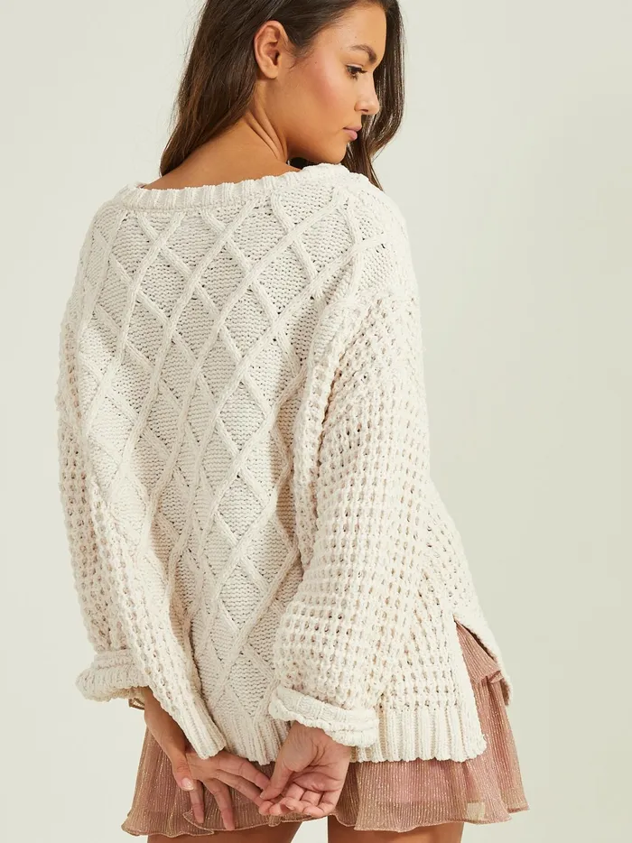 Women Altar039d State Sweaters Jovie Chenille V Neck Sweater Pearl