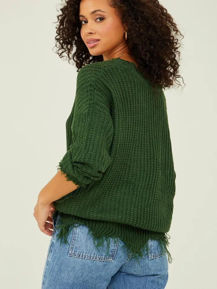 Women Altar039d State Sweaters Kaelie Distressed Sweater Hunter