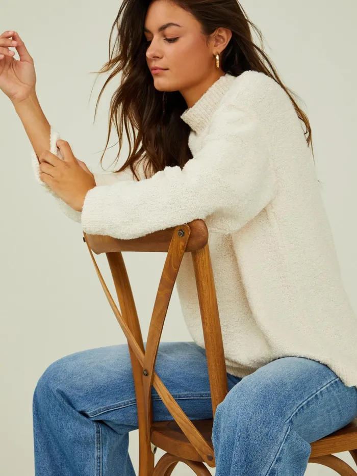 Women Altar039d State Sweaters Mae Mock Neck Tunic Sweater Cream