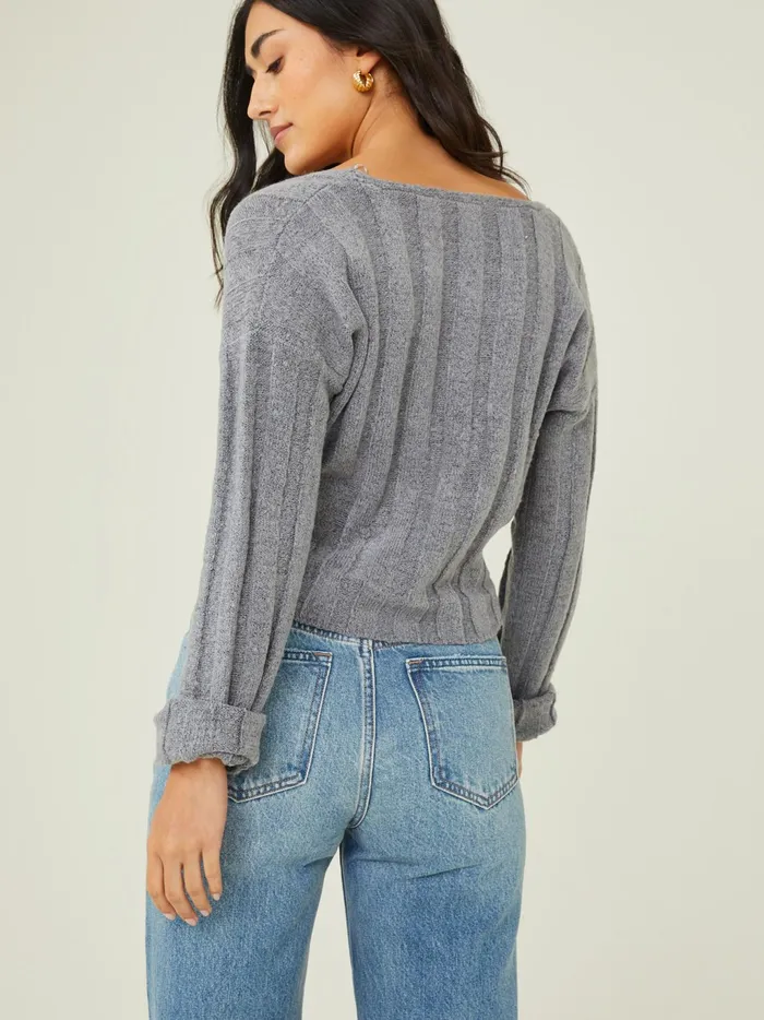 Women Altar039d State Sweaters Oaklynn Ribbed VNeck Sweater Heathergrey