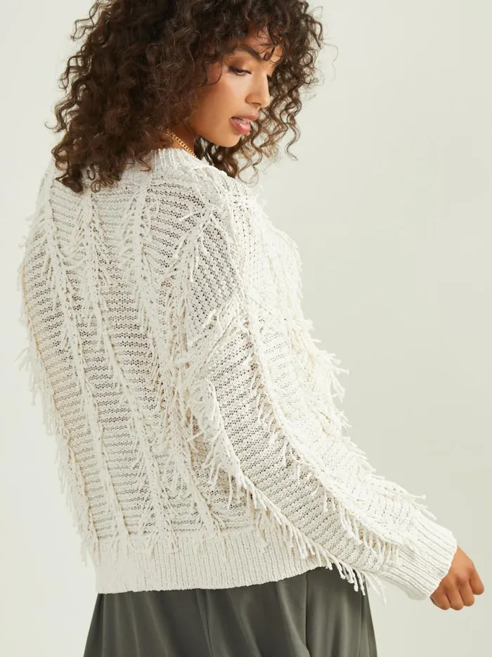 Women Altar039d State Sweaters Oversized Fringe Sweater Ivory