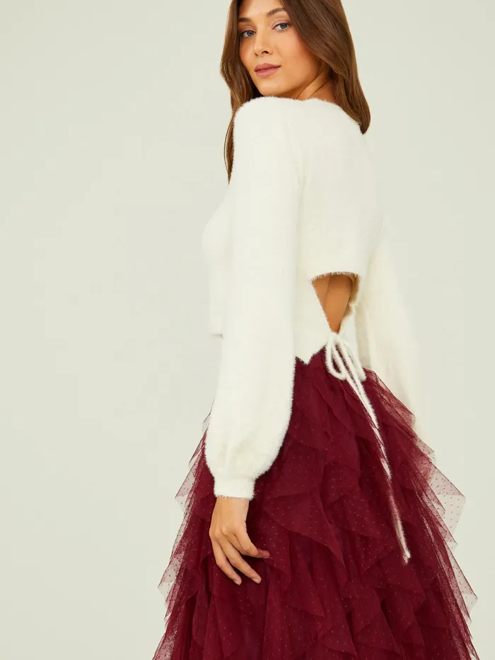 Women Altar039d State Sweaters Sasha Cropped Eyelash Sweater Ivory