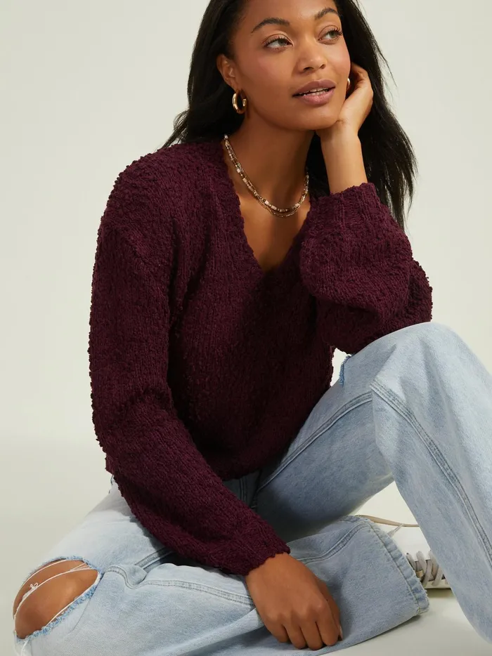 Women Altar039d State Sweaters Sydney Popcorn Pullover Wine