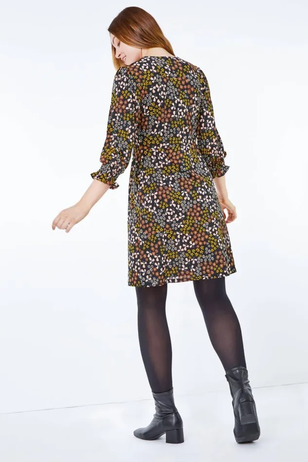 Women Amber Ditsy Floral Print Tea Dress Roman Dresses