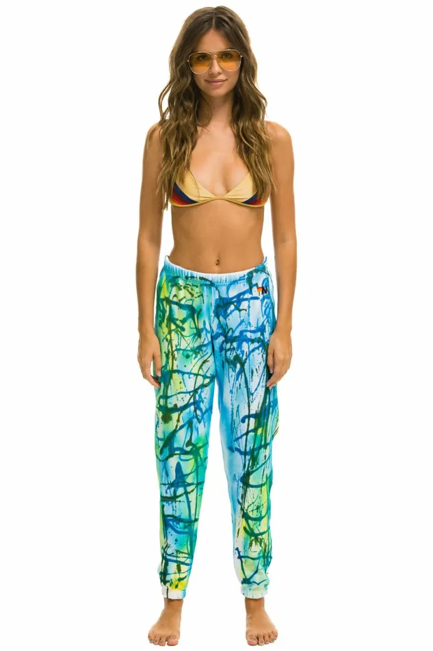 Women ARTIST COLLECTION SWEATPANTS 8211 BLUE GREEN Aviator Nation Sweatpants
