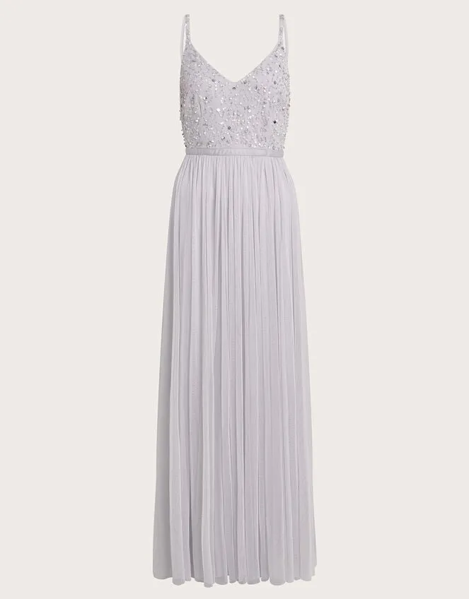 Women Autumn Embellished Maxi Dress In Recycled Polyester Silver Monsoon Occasionwear