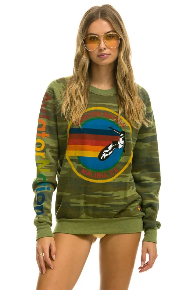 Women AVIATOR NATION BU 8211 CREW SWEATSHIRT CAMO Aviator Nation UnisexCrewSweatshirt