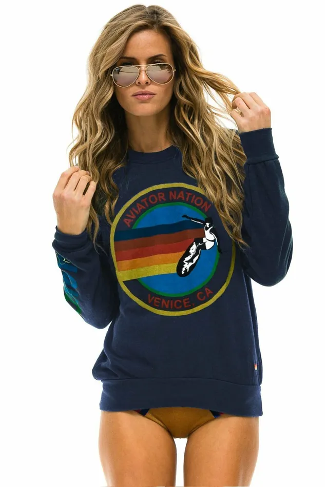 Women AVIATOR NATION CREW SWEATSHIRT 8211 NAVY Aviator Nation UnisexCrewSweatshirt