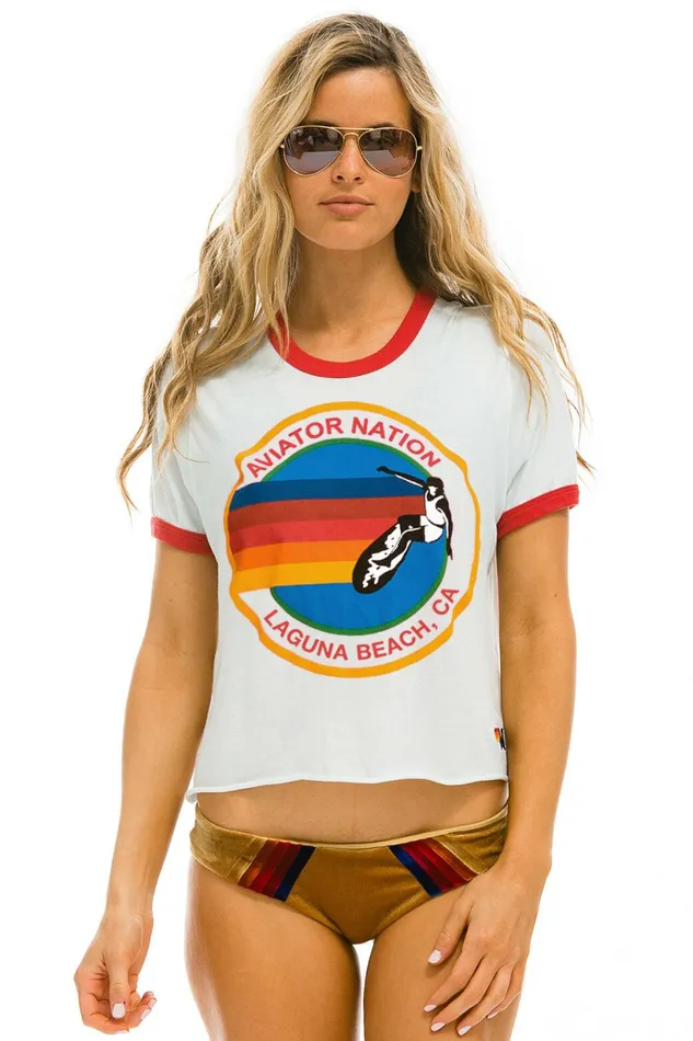 Women AVIATOR NATION LAGUNA BEACH BOYFRIEND RINGER TEE 8211 WHITE RED Aviator Nation BoyfriendTees Women AVIATOR NATION LAGUNA BEACH BOYFRIEND RINGER TEE 8211 WHITE RED Aviator Nation BoyfriendTees