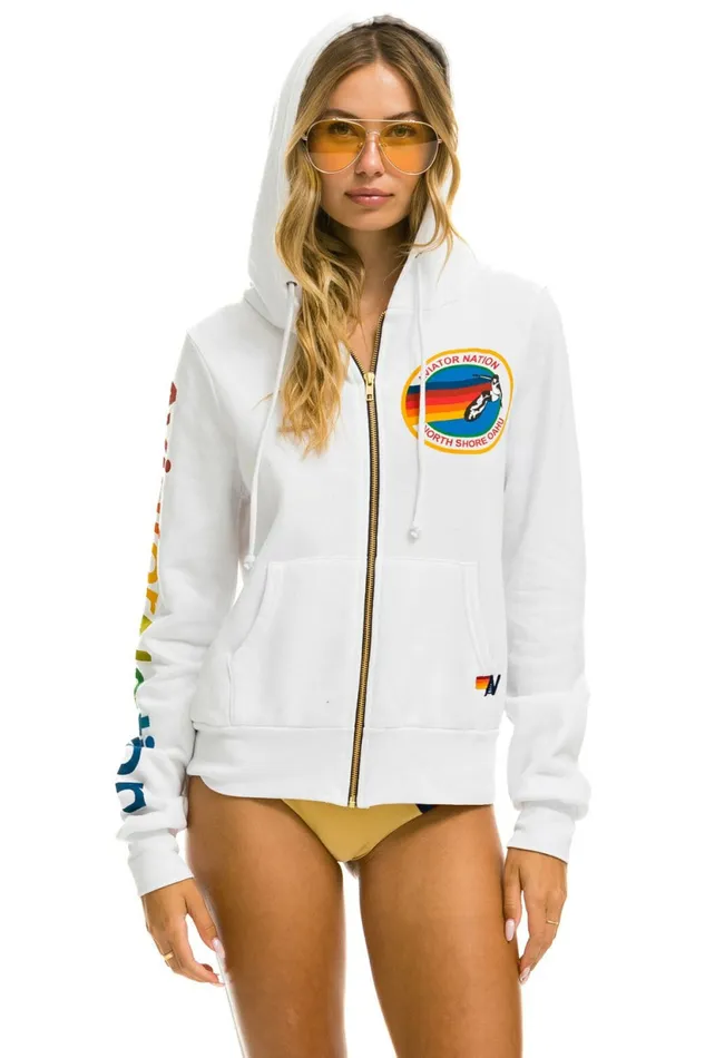 Women AVIATOR NATION NORTH SHORE HOODIE 8211 WHITE Aviator Nation Hoodies