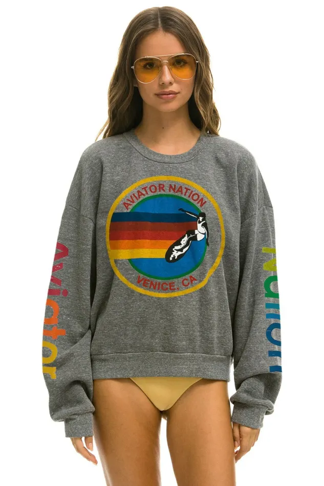 Women AVIATOR NATION RELAXED CREW SWEATSHIRT 8211 HEATHER GREY Aviator Nation UnisexCrewSweatshirt Women AVIATOR NATION RELAXED CREW SWEATSHIRT 8211 HEATHER GREY Aviator Nation UnisexCrewSweatshirt