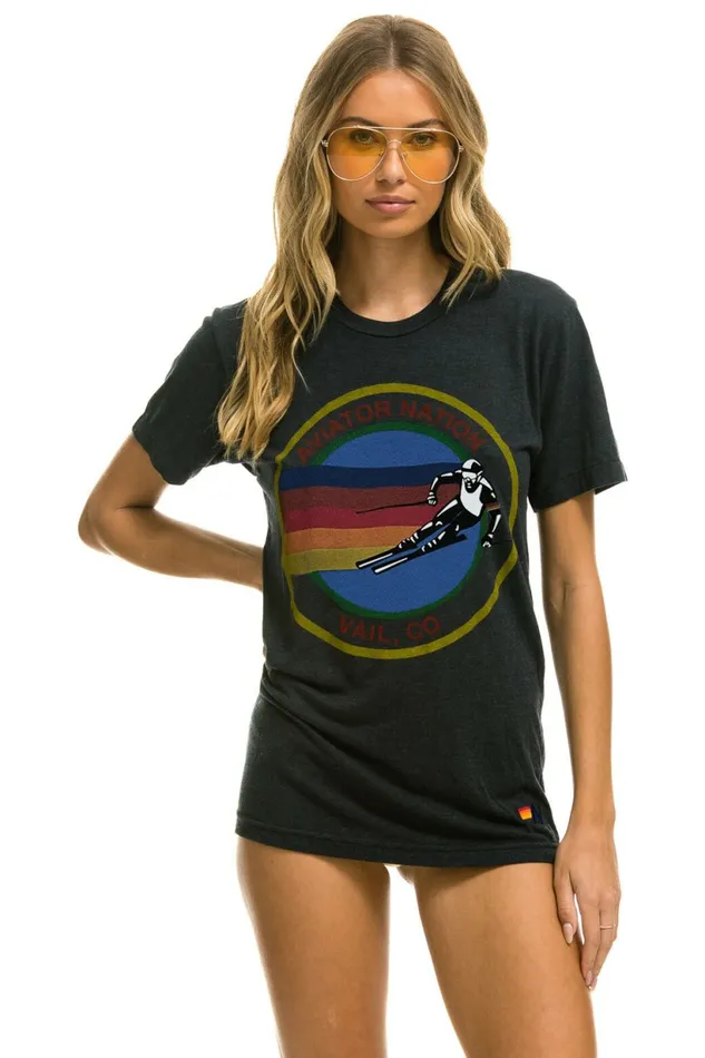 Women AVIATOR NATION VAIL TEE 8211 CHARCOAL Aviator Nation UnisexTees