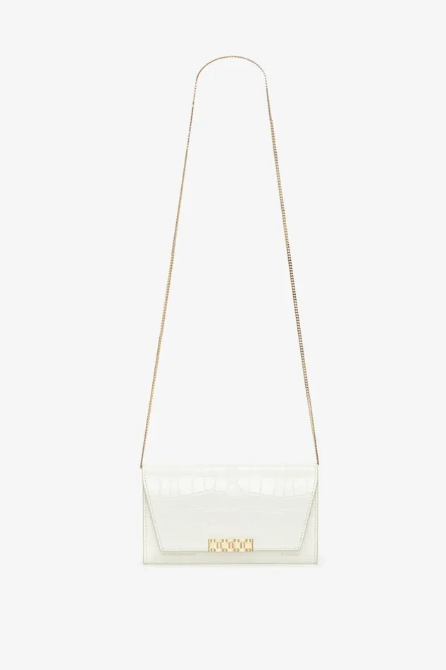 Women Bags Victoria Beckham Wallet On Chain In Ivory CrocEffect Leather