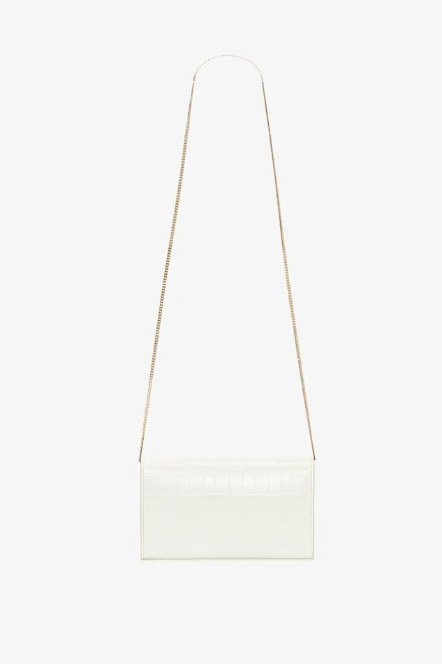 Women Bags Victoria Beckham Wallet On Chain In Ivory CrocEffect Leather