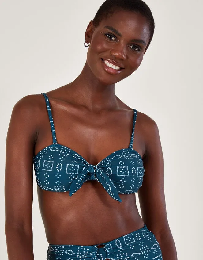 Women Batik Dye Bikini Top With Recycled Polyester Blue Monsoon Beachwear and Swimwear