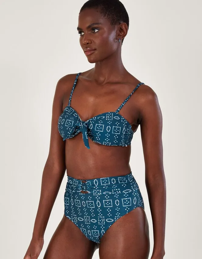 Women Batik Dye Bikini Top With Recycled Polyester Blue Monsoon Beachwear and Swimwear