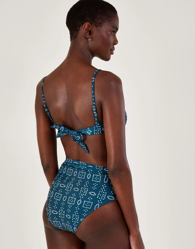 Women Batik Dye Bikini Top With Recycled Polyester Blue Monsoon Beachwear and Swimwear