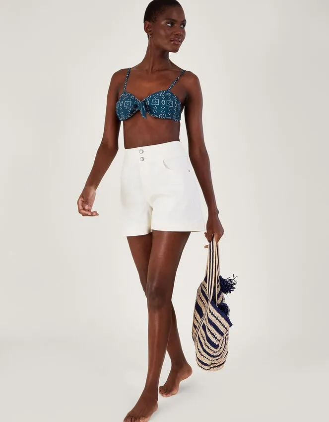 Women Batik Dye Bikini Top With Recycled Polyester Blue Monsoon Beachwear and Swimwear