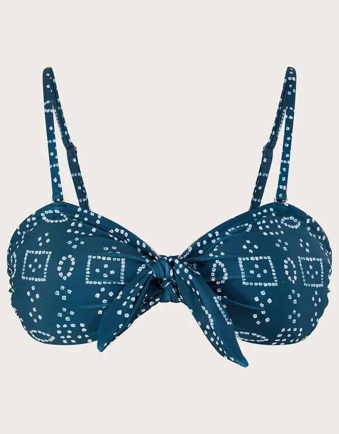 Women Batik Dye Bikini Top With Recycled Polyester Blue Monsoon Beachwear and Swimwear