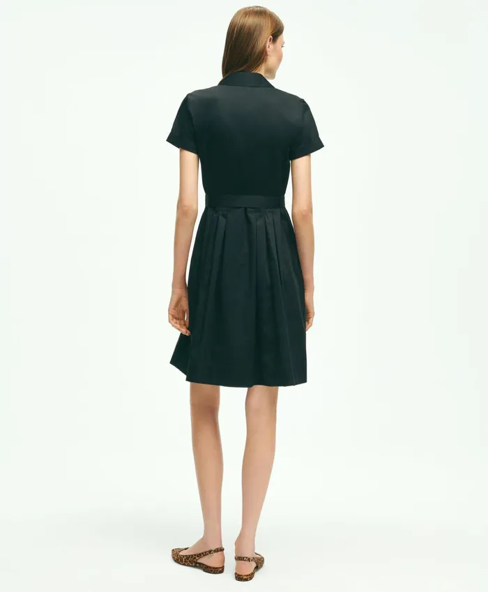 Women Belted Shirt Dress Black Brooks Brothers Dresses