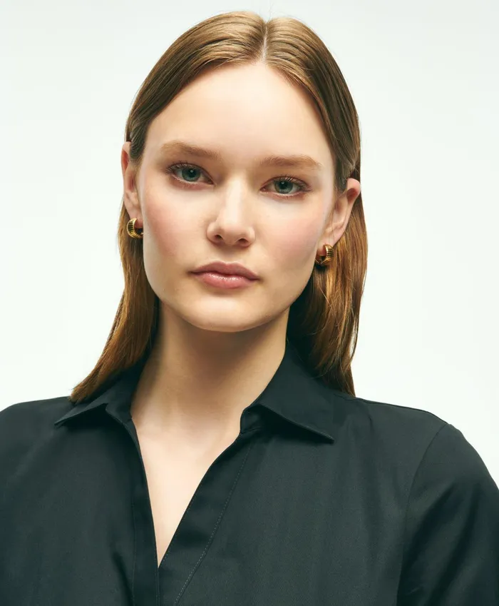 Women Belted Shirt Dress Black Brooks Brothers Dresses