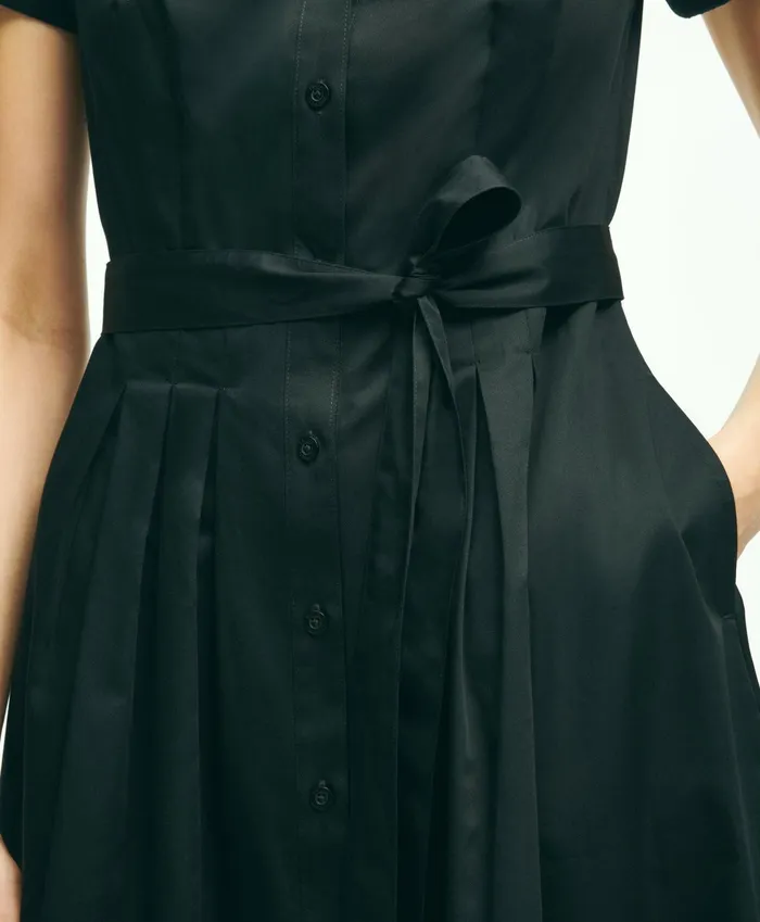 Women Belted Shirt Dress Black Brooks Brothers Dresses