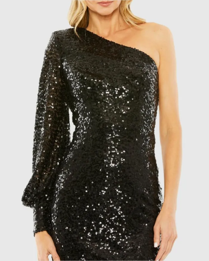 Women Best Sellers Mac Duggal One Sleeve Sequin Mini Dress Gold Women Best Sellers Mac Duggal One Sleeve Sequin Mini Dress Gold