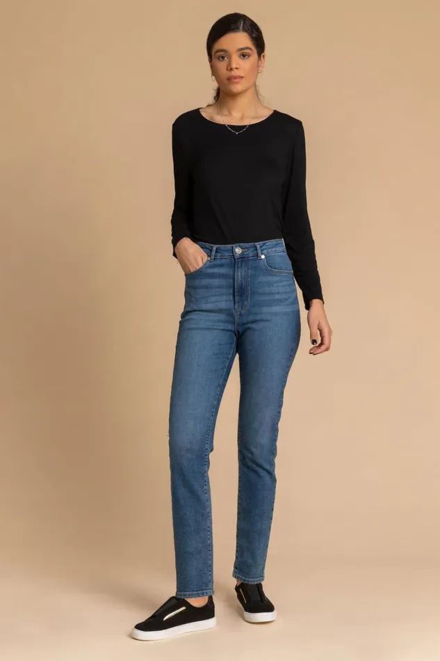 Women Black Long Sleeve Crew Neck TShirt Roman Tops