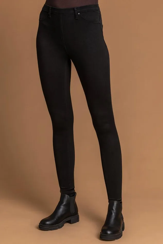Women Black Stretch Jersey Denim Jegging Roman Trousers