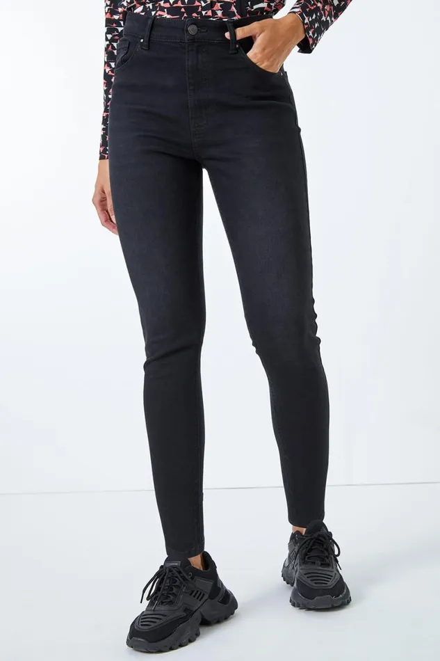 Women Black Super Skinny Stretch Jeans Roman Trousers