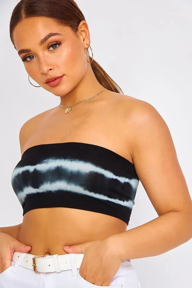 Women Black Tie and Dye Bustier Bralette Brentiny Paris Top And Tank Tops