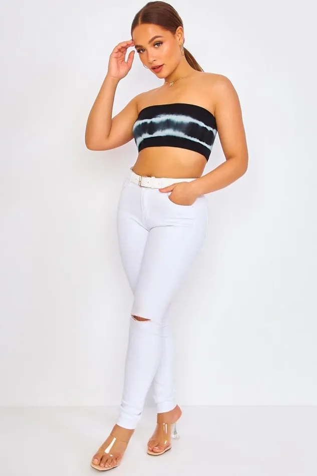 Women Black Tie and Dye Bustier Bralette Brentiny Paris Top And Tank Tops