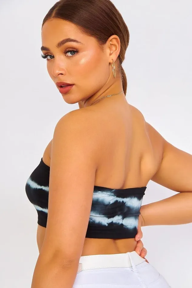 Women Black Tie and Dye Bustier Bralette Brentiny Paris Top And Tank Tops
